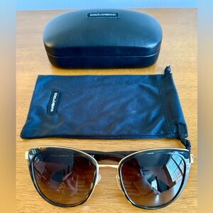 Dolce & Gabbana DG2107 Women’s Cat Eye Sunglasses, Gold/Tortoise, Brown Gradient